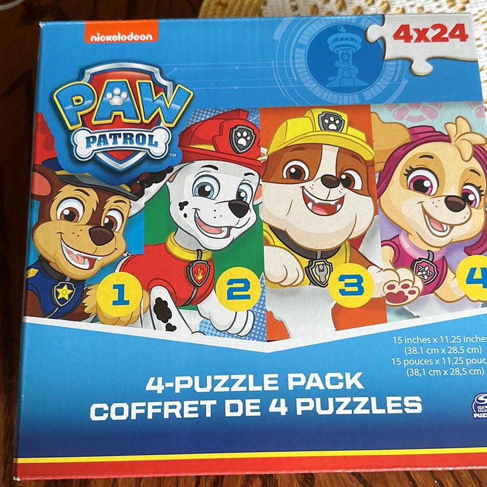 Nickelodeon Paw Patrol 4 Puzzle Pack new in box.